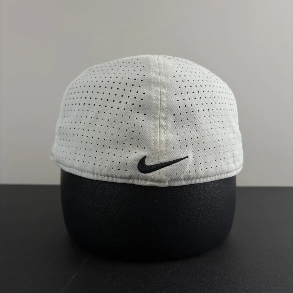 Nike Classic 99 Dri-Fit Golf Hat White Black Perforated AeroBill Swoosh Cap